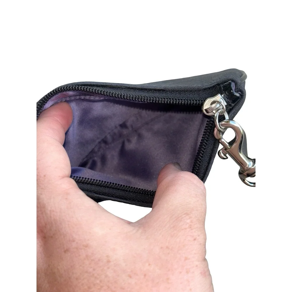 Coach Signature C Optic Jacquard Wristlet Black Canvas Purple Graphic Logo